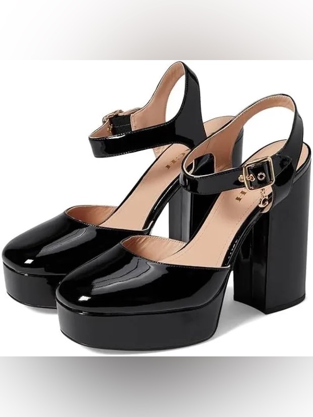 Coach Isabella Black Patent Leather Platforms